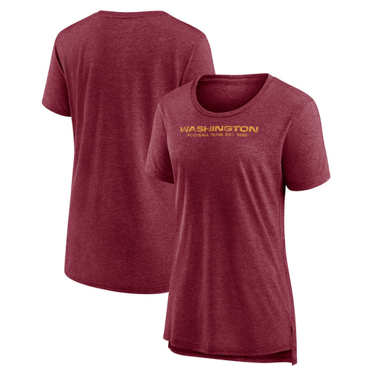 Women's Heather Burgundy Washington Commanders Throwback Team Logo Tri-Blend T-Shirt