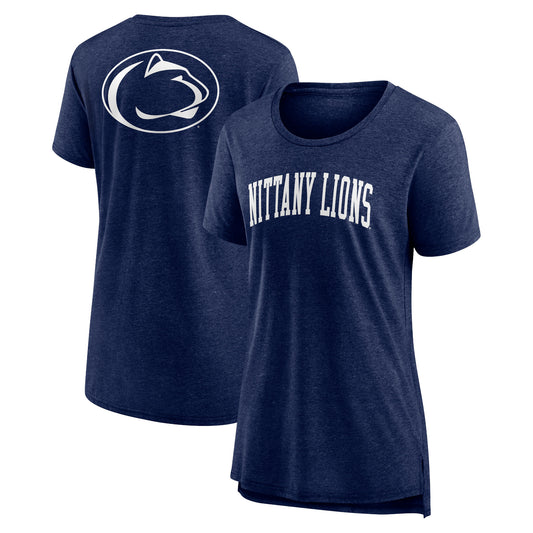 Women's Heather Navy Penn State Nittany Lions Slab Serif Tri-Blend T-Shirt