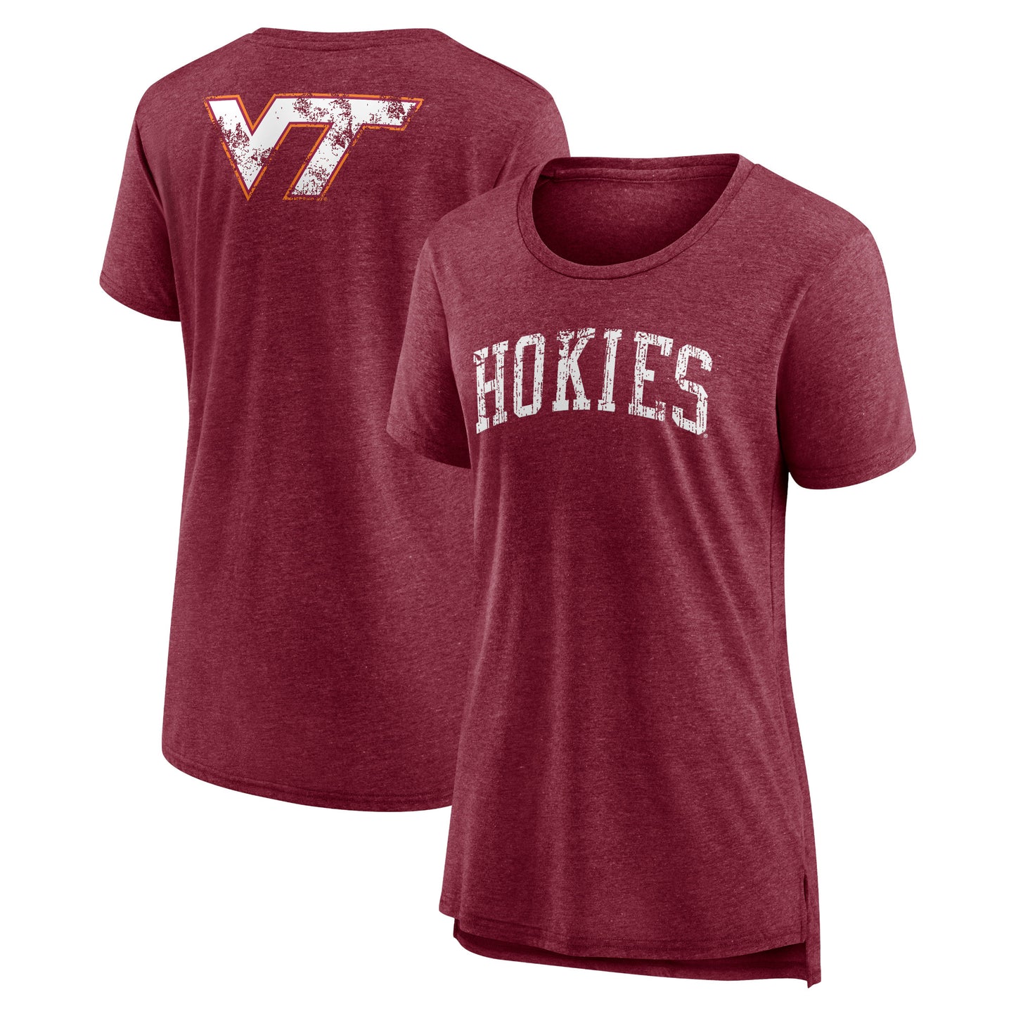 Women's Heather Maroon Virginia Tech Hokies Slab Serif Tri-Blend T-Shirt