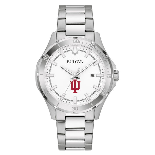 Men's Bulova Silver Indiana Hoosiers Stainless Steel Classic Sport Watch