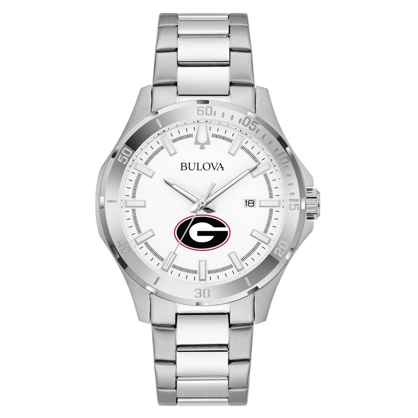 Men's Bulova Silver Georgia Bulldogs Stainless Steel Classic Sport Watch