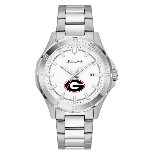 Men's Bulova Silver Georgia Bulldogs Stainless Steel Classic Sport Watch