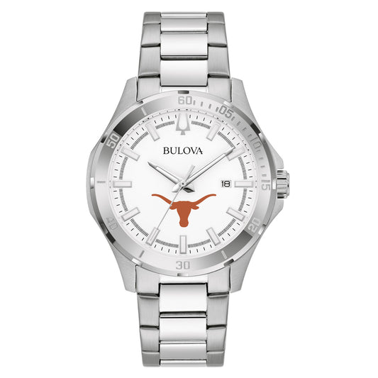 Men's Bulova Silver Texas Longhorns Stainless Steel Classic Sport Watch