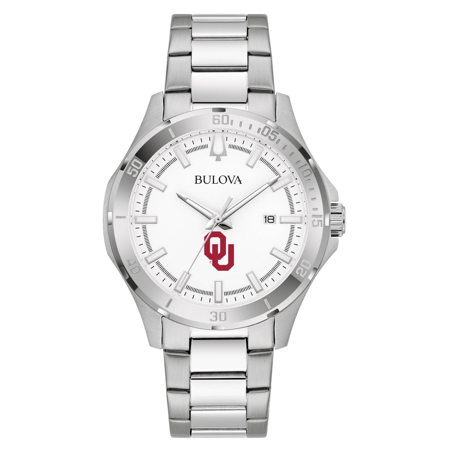 Men's Bulova Silver Oklahoma Sooners Stainless Steel Classic Sport Watch