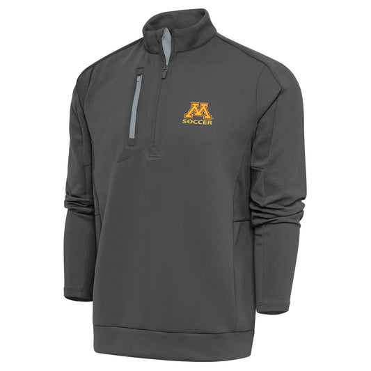 Men's Antigua Gray Minnesota Golden Gophers Soccer Generation Quarter-Zip Pullover Top