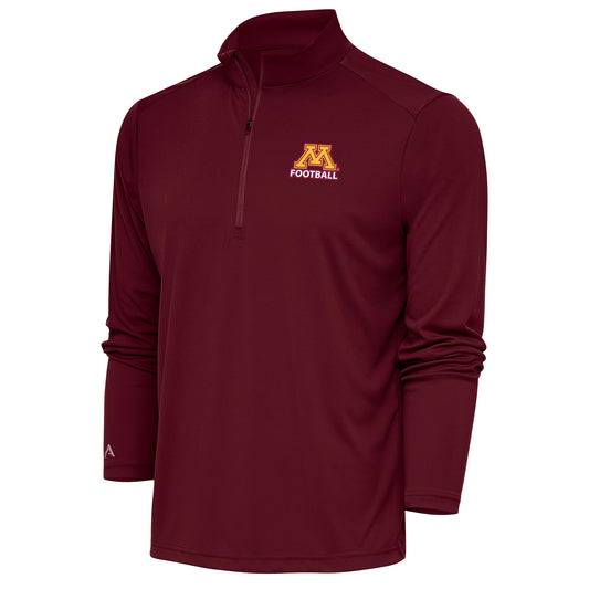 Men's Antigua Maroon Minnesota Golden Gophers Football Tribute Quarter-Zip Pullover Top