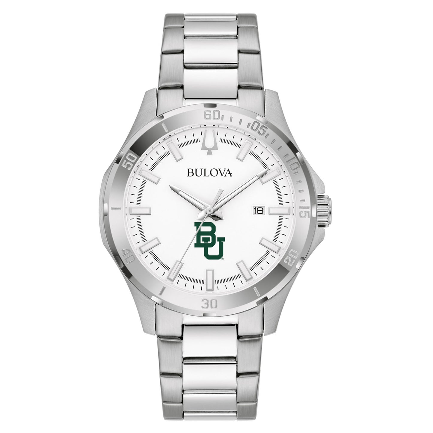 Men's Bulova Silver Baylor Bears Stainless Steel Classic Sport Watch