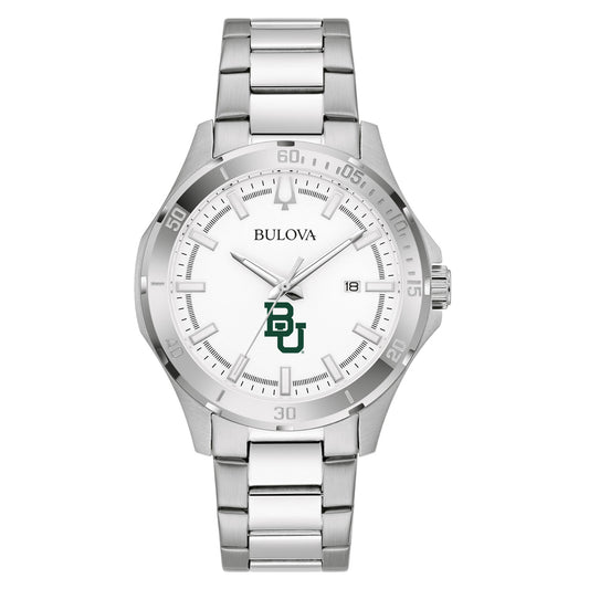 Men's Bulova Silver Baylor Bears Stainless Steel Classic Sport Watch