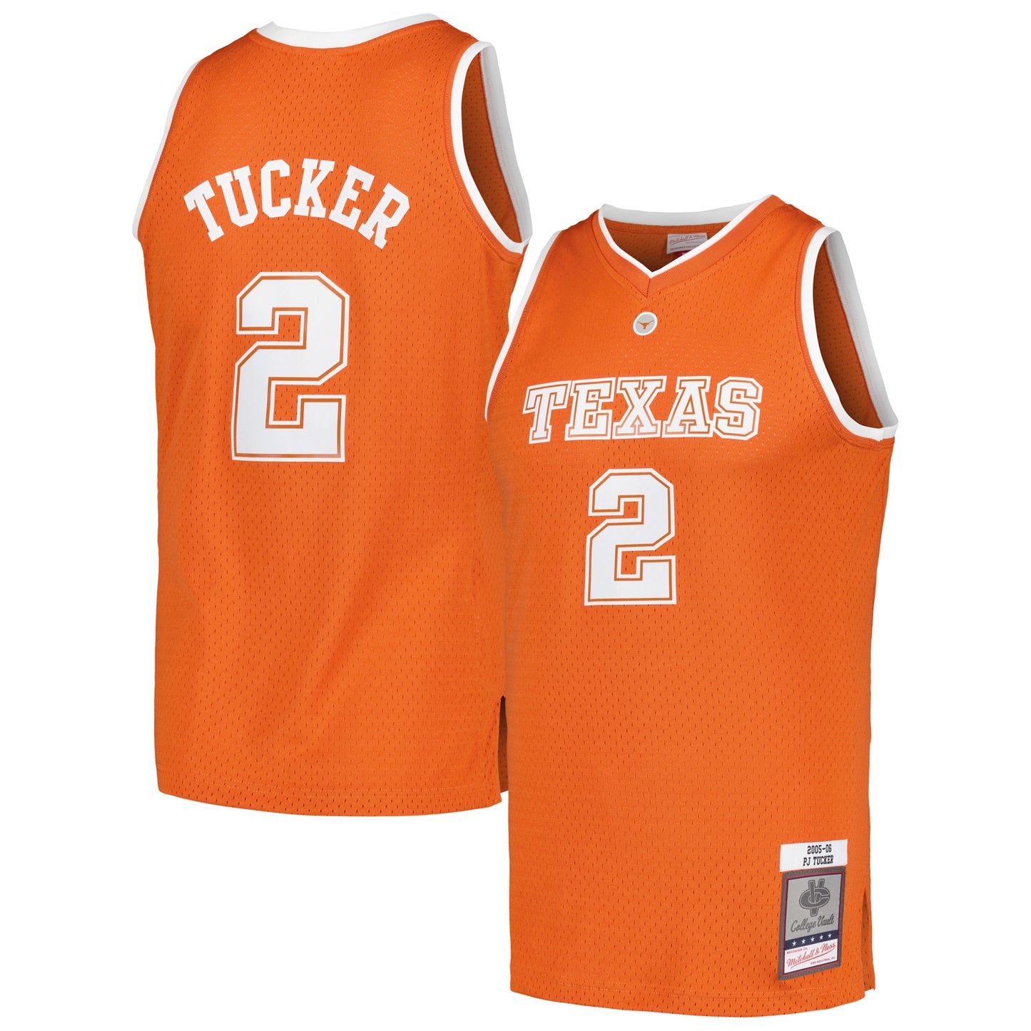 Men's Mitchell & Ness PJ Tucker Texas Orange Texas Longhorns 2005/06 College Vault Player Swingman Jersey