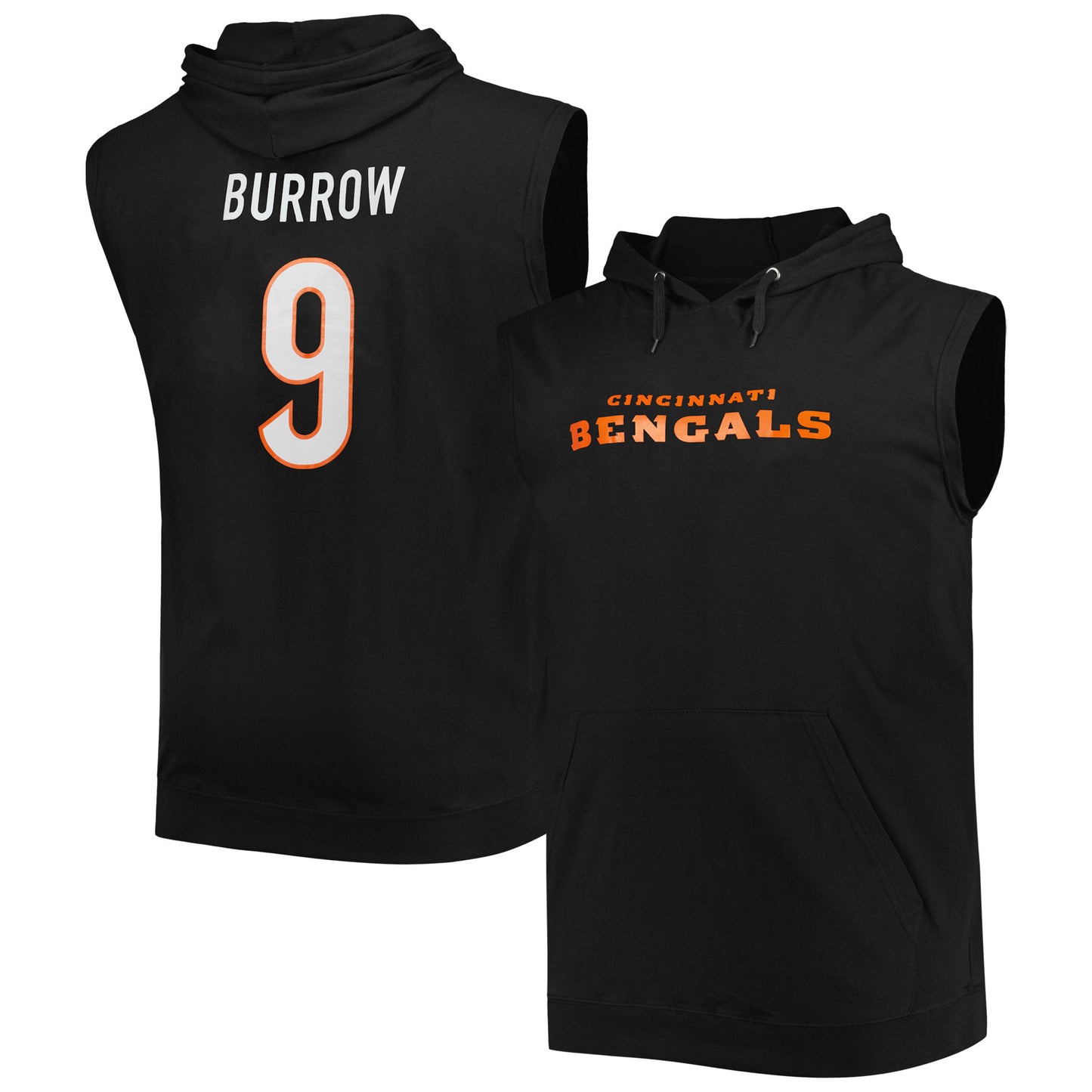 Men's Fanatics Joe Burrow Black Cincinnati Bengals Big & Tall Muscle Pullover Hoodie