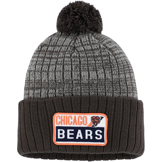 Men's Brown/Gray Chicago Bears Mass Fitch Cuffed Knit Hat with Pom