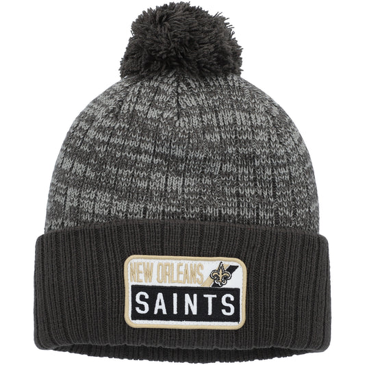 Men's Brown/Gray New Orleans Saints Mass Fitch Cuffed Knit Hat with Pom