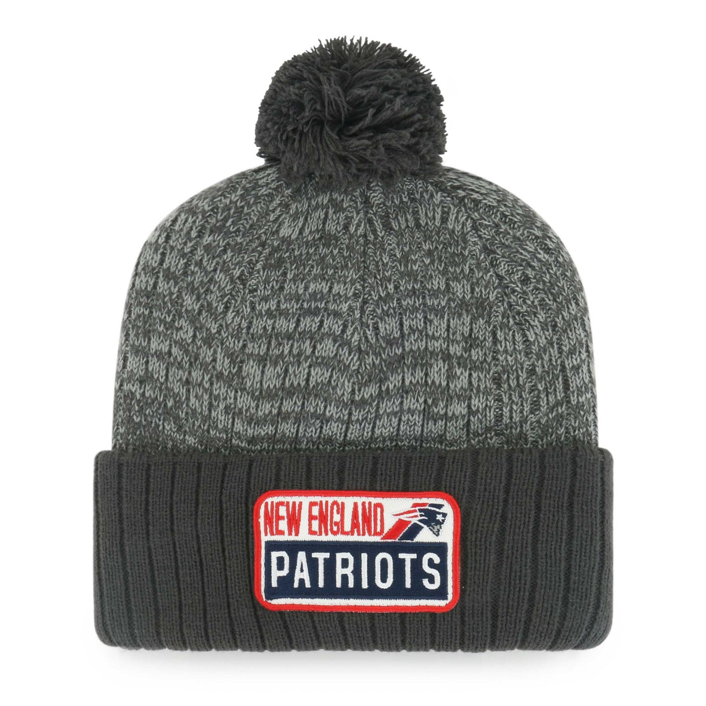 Men's Brown/Gray New England Patriots Mass Fitch Cuffed Knit Hat with Pom