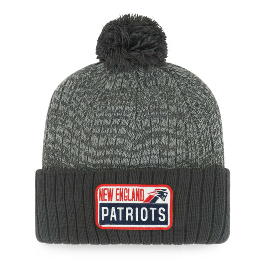 Men's Brown/Gray New England Patriots Mass Fitch Cuffed Knit Hat with Pom