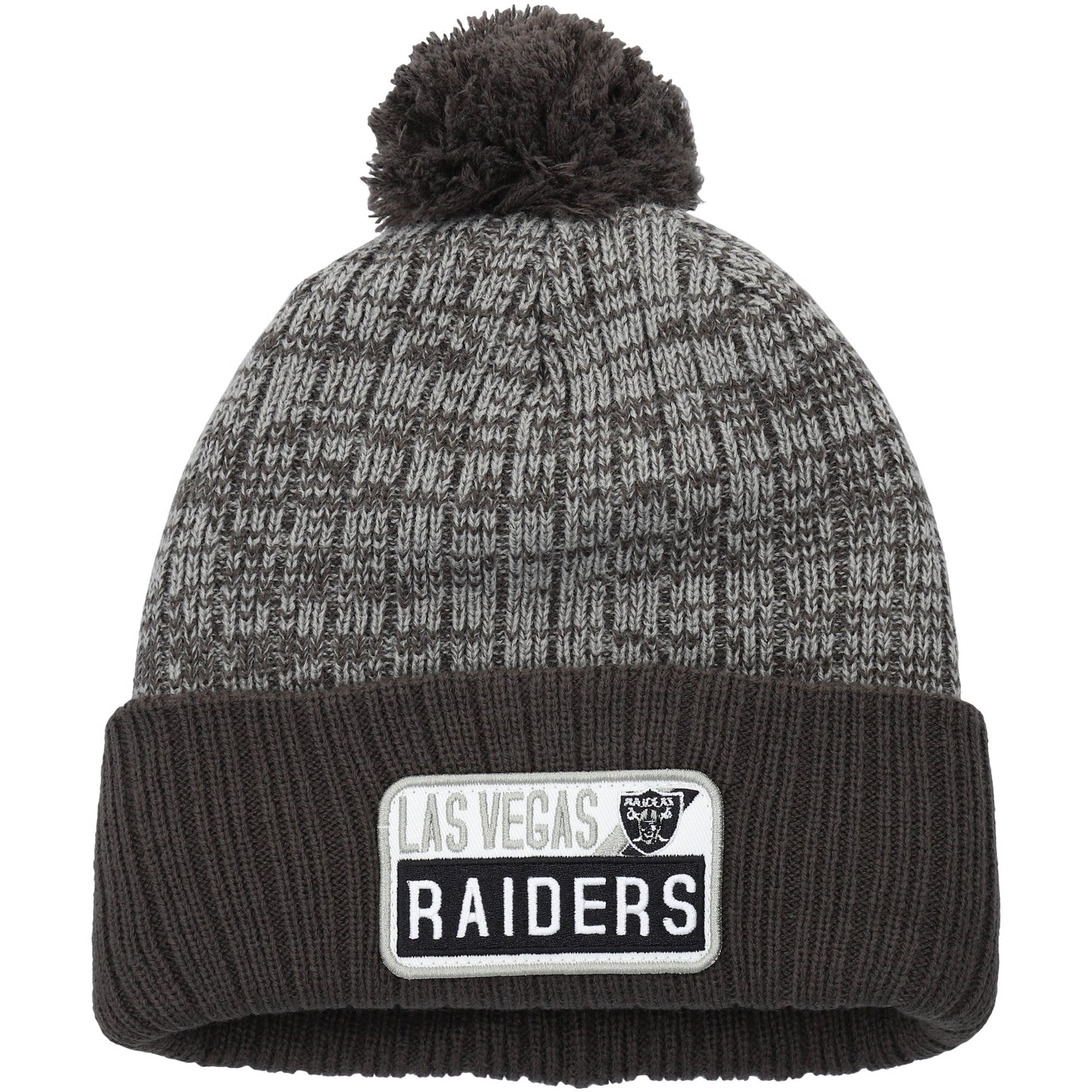 Men's Brown/Gray Las Vegas Raiders Mass Fitch Cuffed Knit Hat with Pom