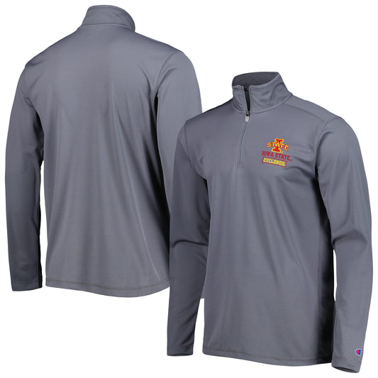 Men's Champion Gray Iowa State Cyclones Textured Quarter-Zip Jacket