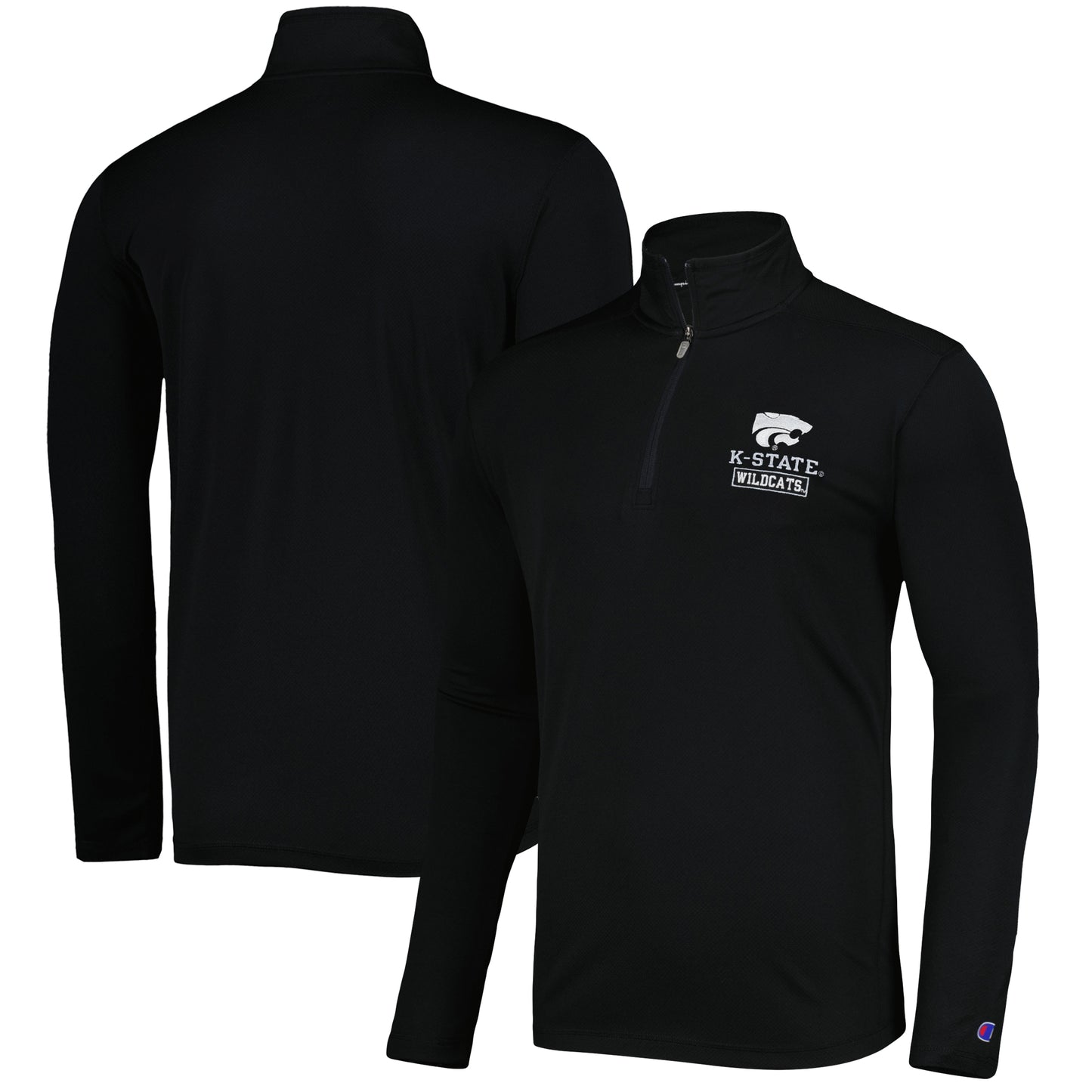 Men's Champion Black Kansas State Wildcats Textured Quarter-Zip Jacket