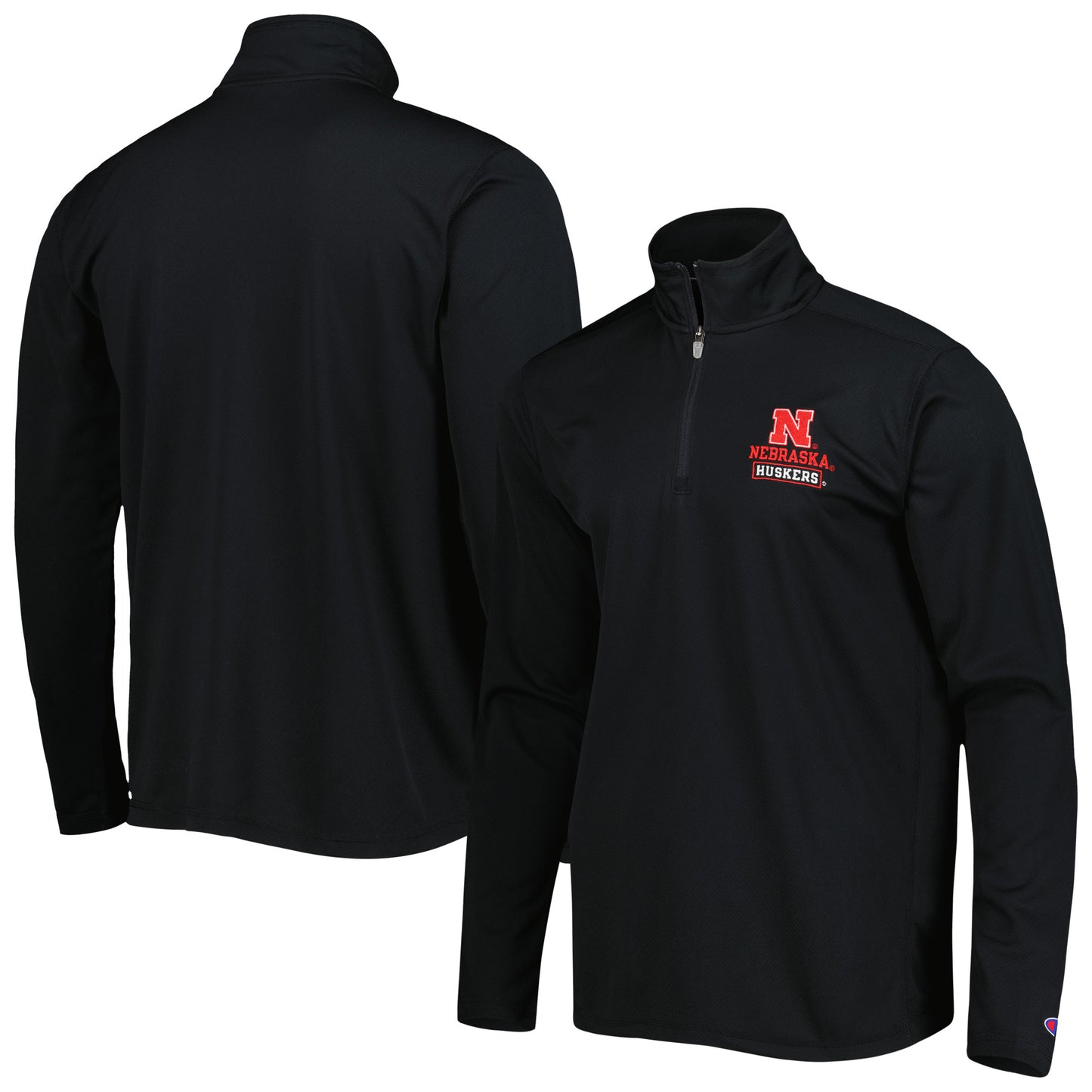 Men's Champion Black Nebraska Huskers Textured Quarter-Zip Jacket