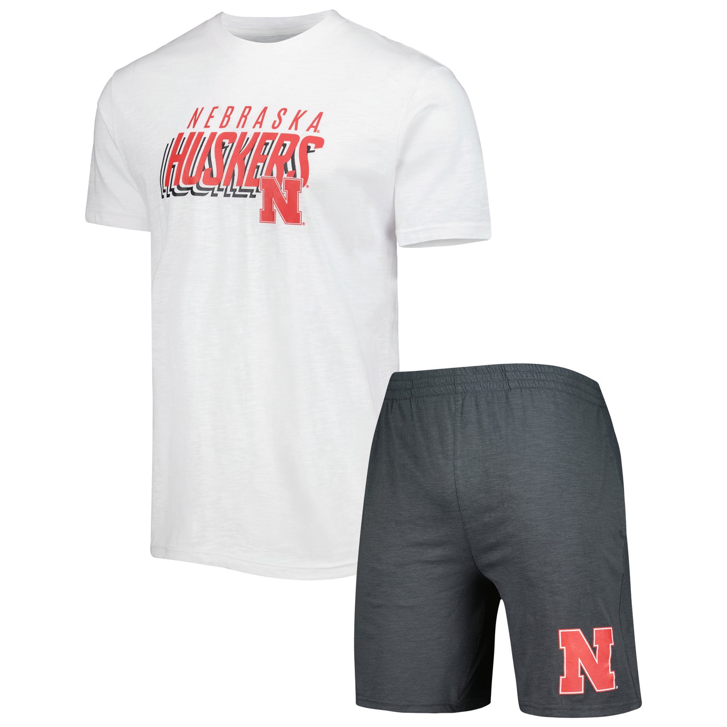 Men's Concepts Sport Charcoal/White Nebraska Huskers Downfield T-Shirt & Shorts Set