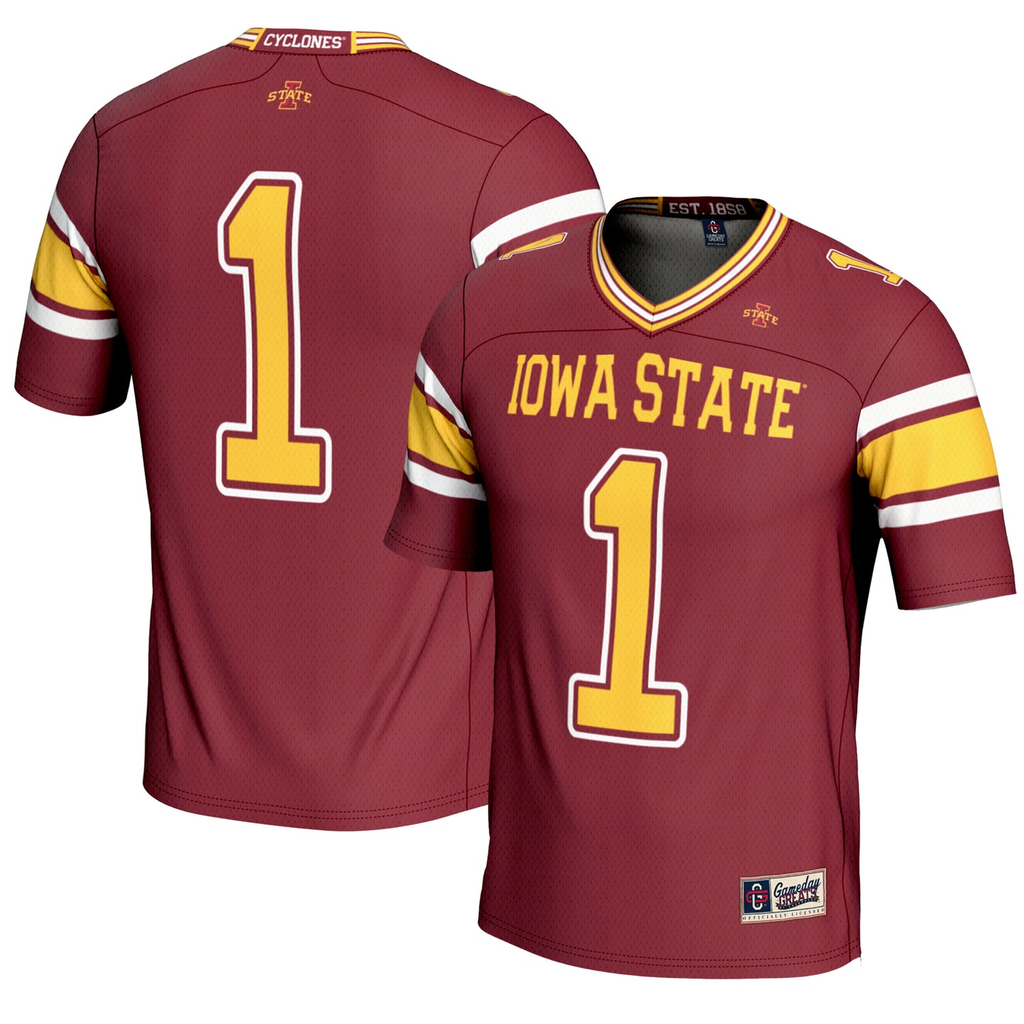 Men's GameDay Greats #1 Cardinal Iowa State Cyclones Endzone Football Jersey