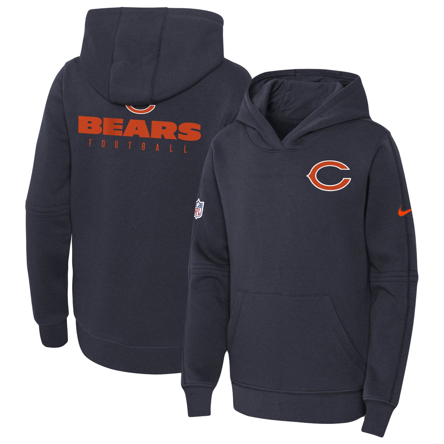 Youth Nike Navy Chicago Bears 2023 Sideline Club Fleece Pullover Hoodie