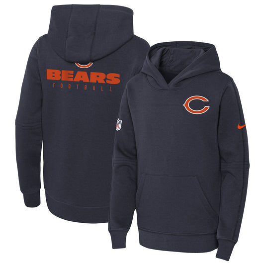 Youth Nike Navy Chicago Bears 2023 Sideline Club Fleece Pullover Hoodie