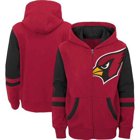 Youth Cardinal Arizona Cardinals Colorblock Full-Zip Hoodie