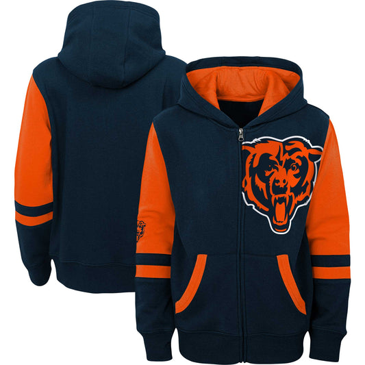 Youth Navy Chicago Bears Colorblock Full-Zip Hoodie