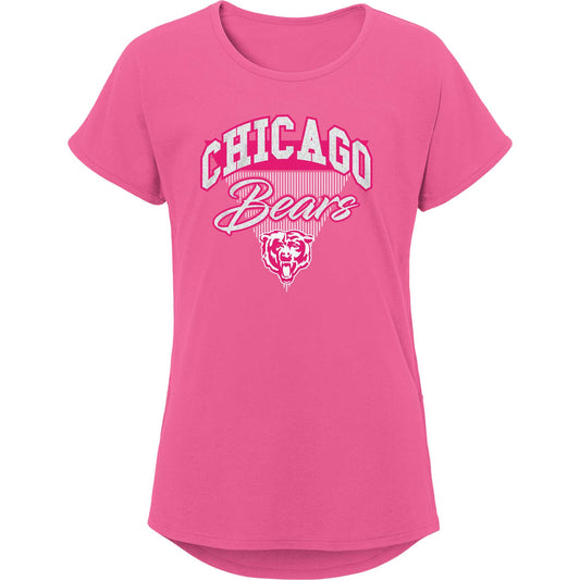 Girls Youth Pink Chicago Bears Playtime Dolman T-Shirt