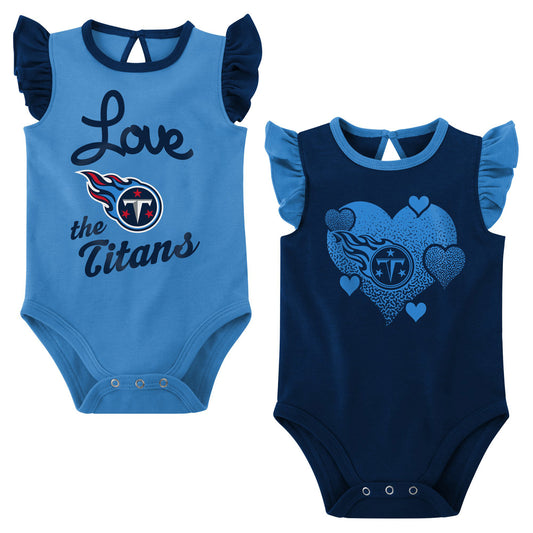 Girls Newborn & Infant Navy/Light Blue Tennessee Titans Spread the Love 2-Pack Bodysuit Set