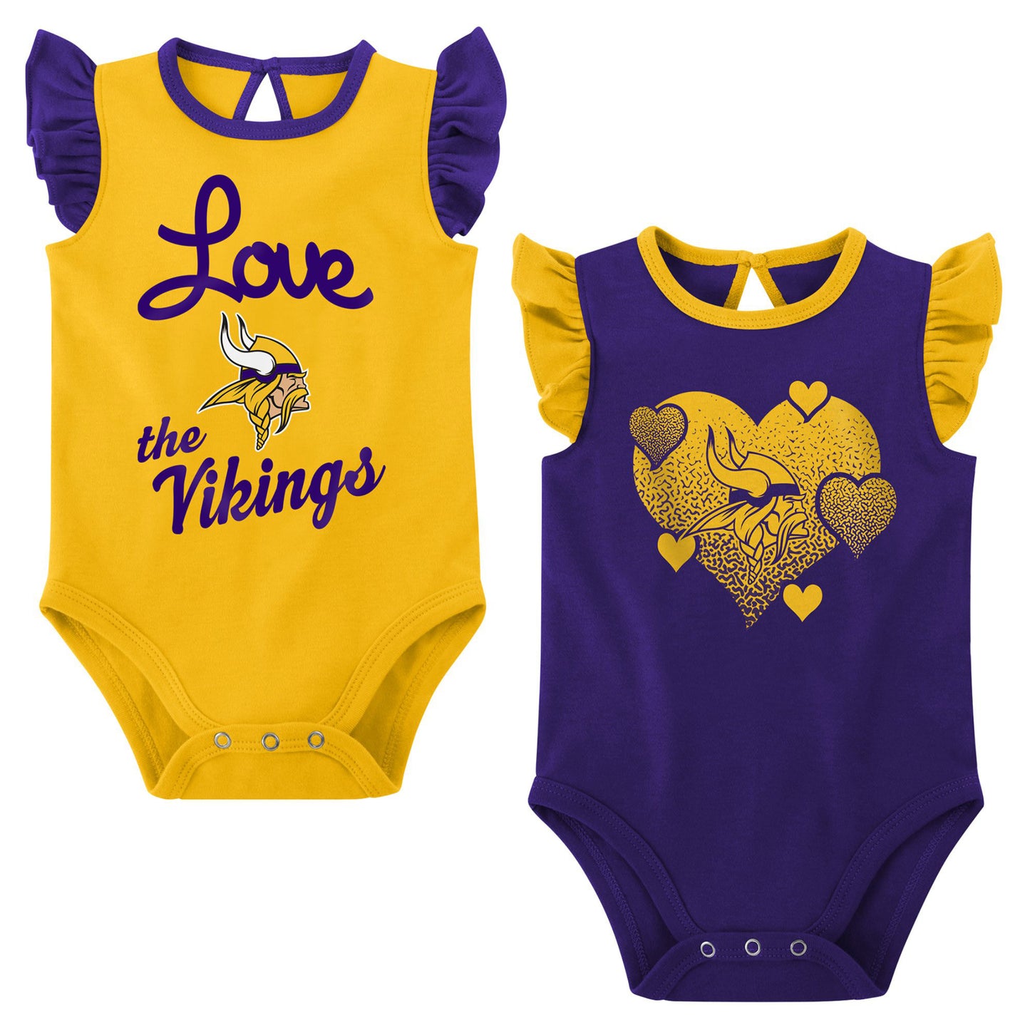 Girls Newborn & Infant Purple/Gold Minnesota Vikings Spread the Love 2-Pack Bodysuit Set