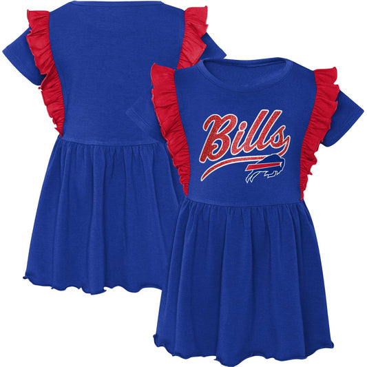 Girls Toddler Royal Buffalo Bills Too Cute Tri-Blend Short Sleeve Dress