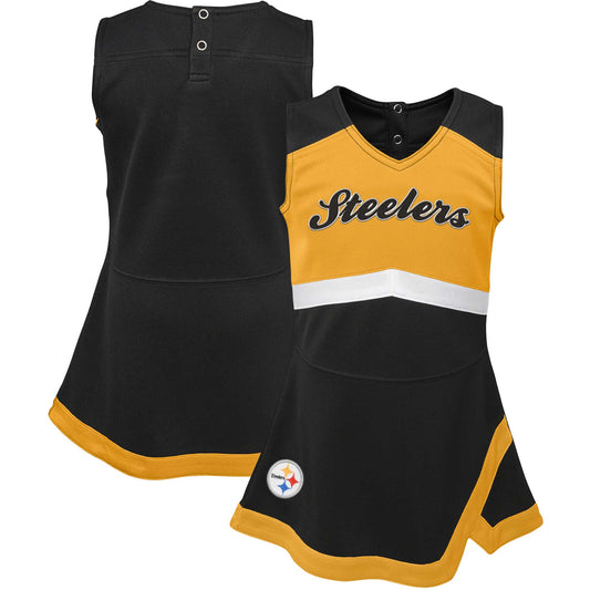 Girls Infant Black Pittsburgh Steelers Cheer Captain Jumper Dress