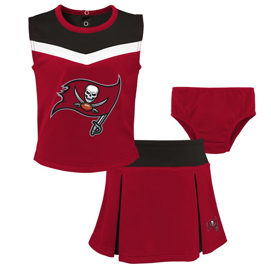 Girls Toddler Red Tampa Bay Buccaneers Spirit Cheer Three-Piece Cheerleader Set