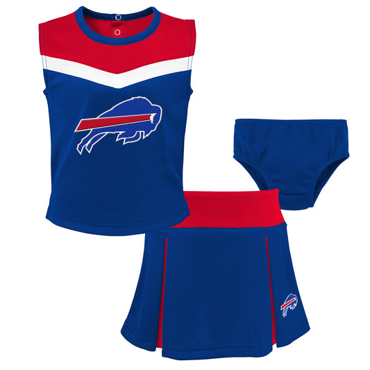 Girls Toddler Royal Buffalo Bills Spirit Cheer Three-Piece Cheerleader Set