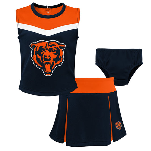 Girls Toddler Navy Chicago Bears Spirit Cheer Three-Piece Cheerleader Set