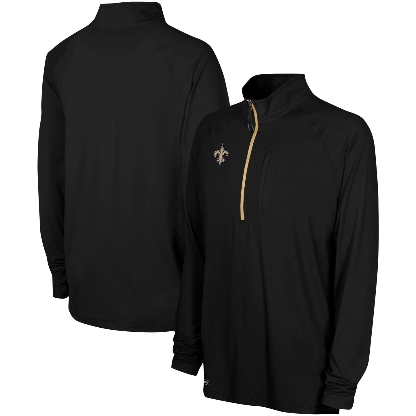 Men's Black New Orleans Saints Combine Authentic Raglan Quarter-Zip Top