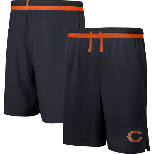 Men's Navy Chicago Bears Cool Down Tri-Color Elastic Training Shorts