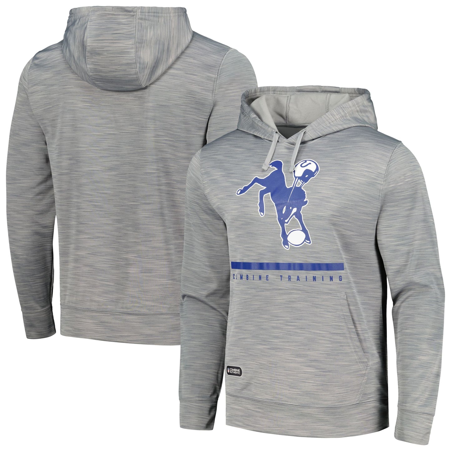 Men's Heather Gray Indianapolis Colts Grid Drill Streak Fleece Pullover Hoodie