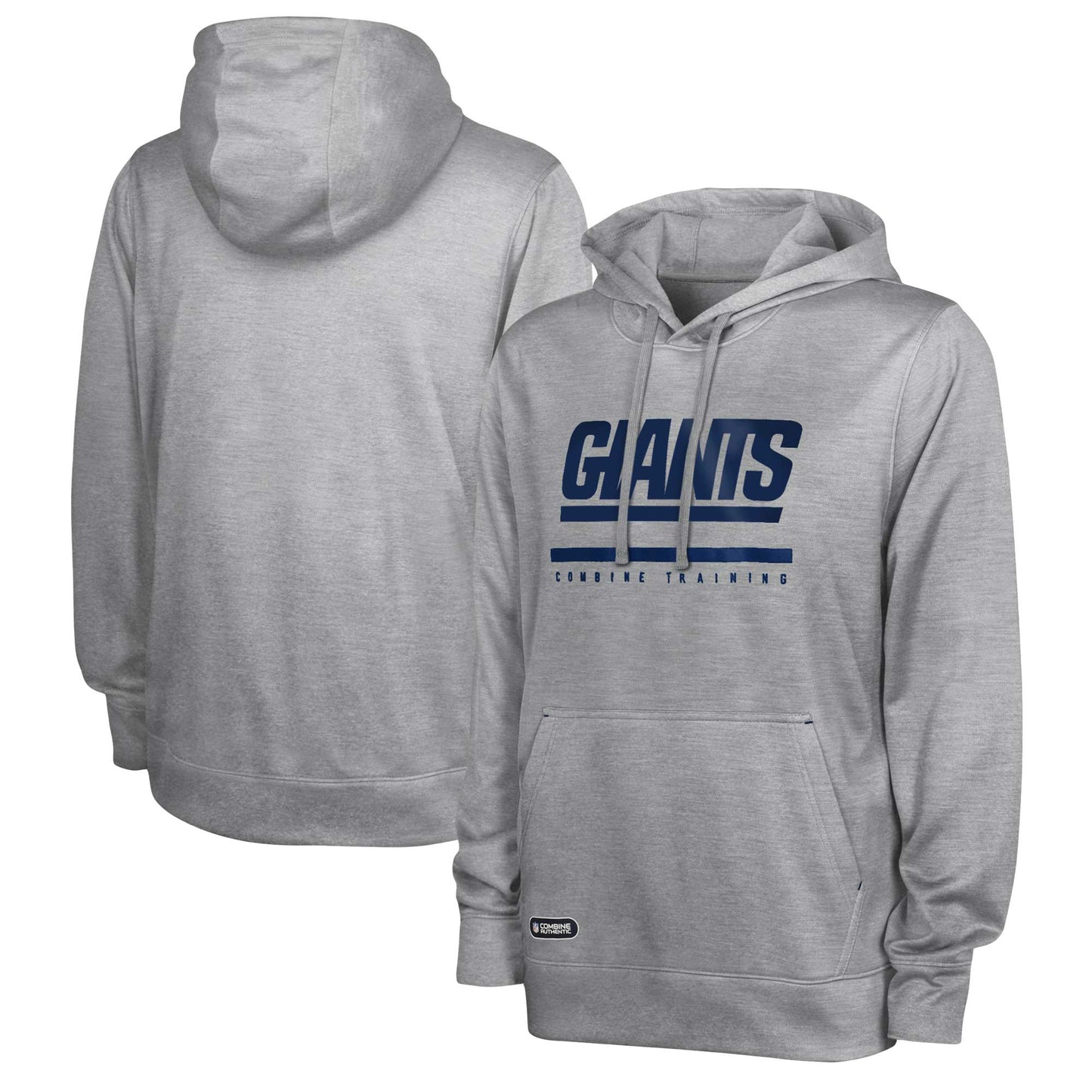 Men's Heather Gray New York Giants Grid Drill Streak Fleece Pullover Hoodie