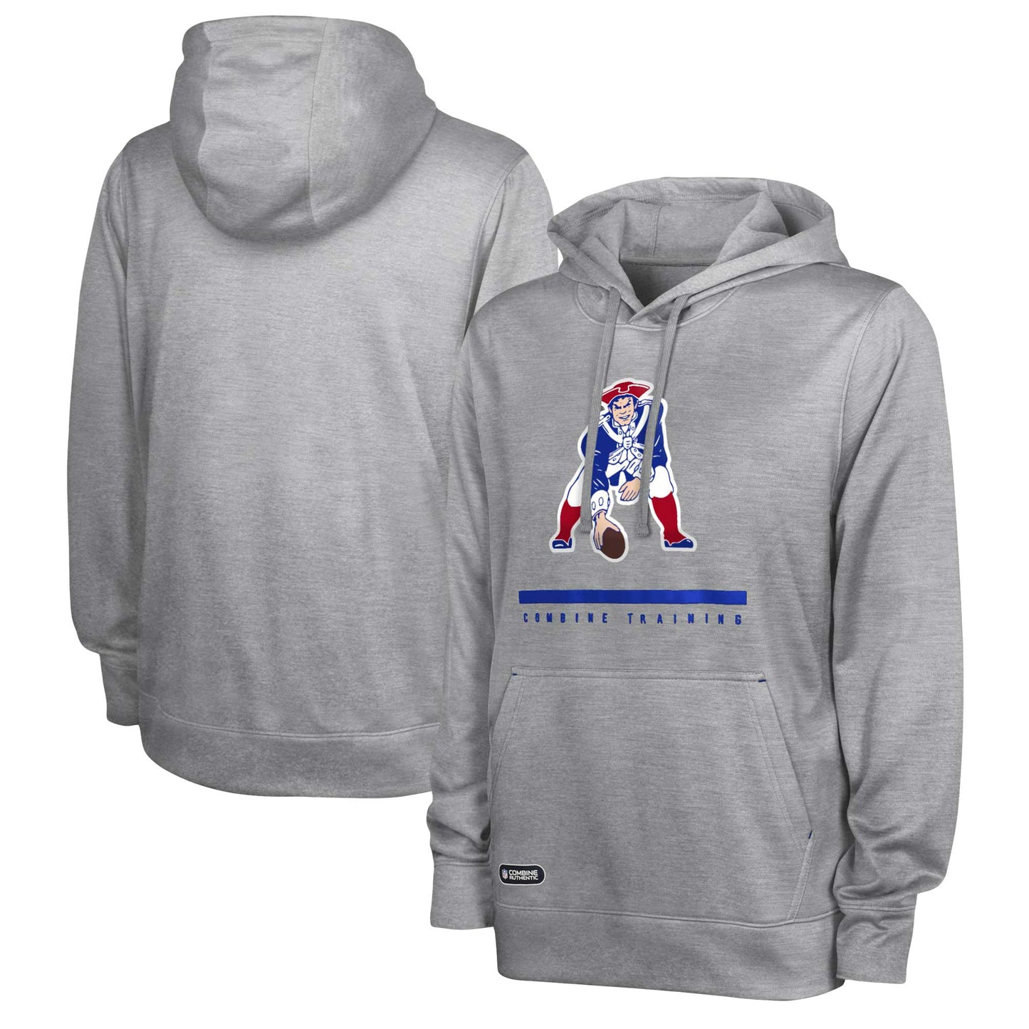 Men's Heather Gray New England Patriots Grid Drill Streak Fleece Pullover Hoodie