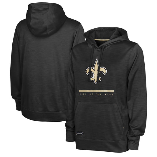 Men's Black New Orleans Saints Speed Drill Streak Pullover Hoodie