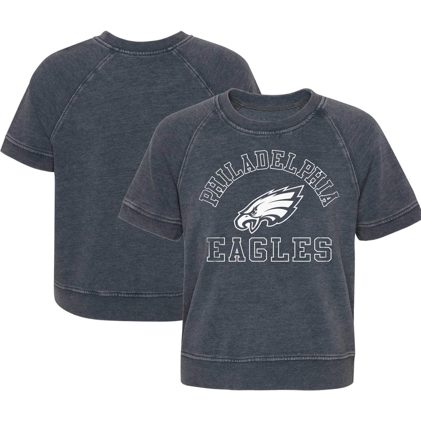 Girls Juniors Heather Charcoal Philadelphia Eagles Cheer Squad Raglan T-Shirt