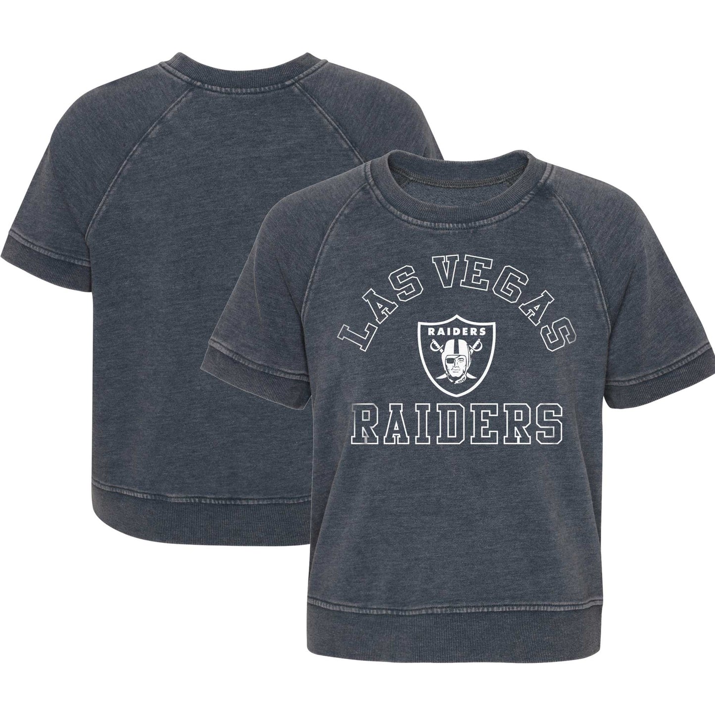 Girls Juniors Heather Charcoal Las Vegas Raiders Cheer Squad Raglan T-Shirt