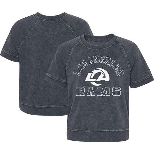 Girls Juniors Heather Charcoal Los Angeles Rams Cheer Squad Raglan T-Shirt