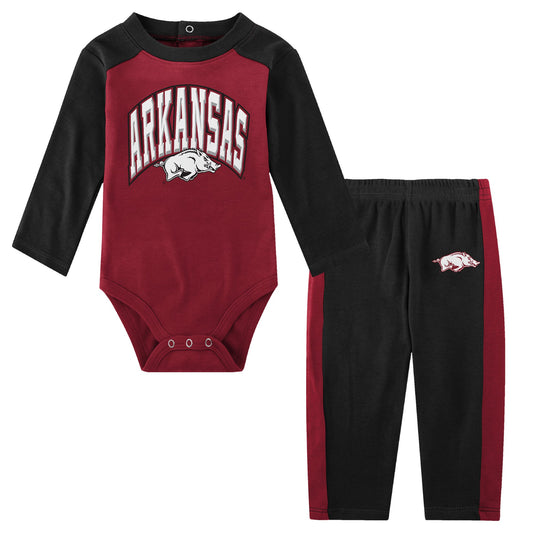 Infant Black Arkansas Razorbacks Rookie Of The Year Long Sleeve Bodysuit and Pants Set