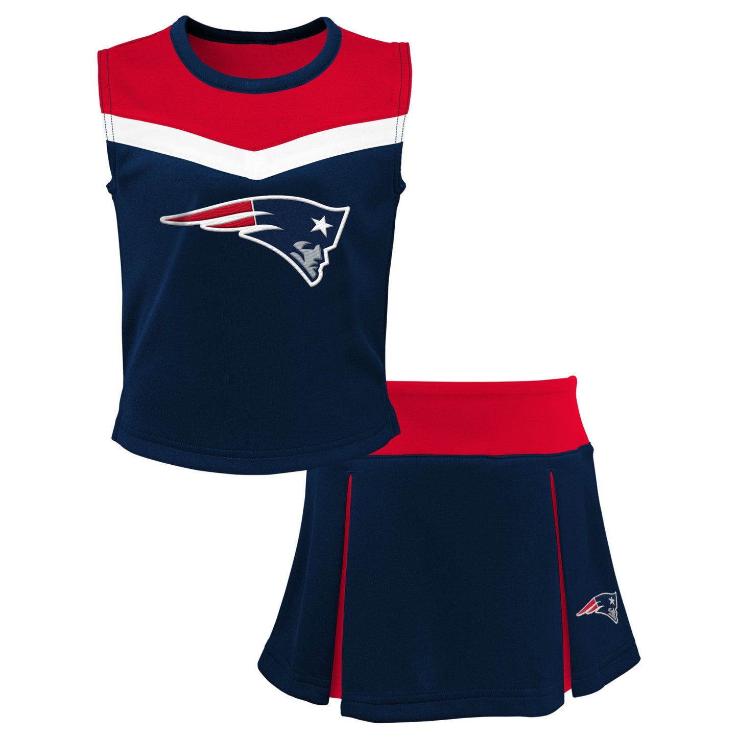 Girls Youth Navy New England Patriots Spirit Two-Piece Cheerleader Set