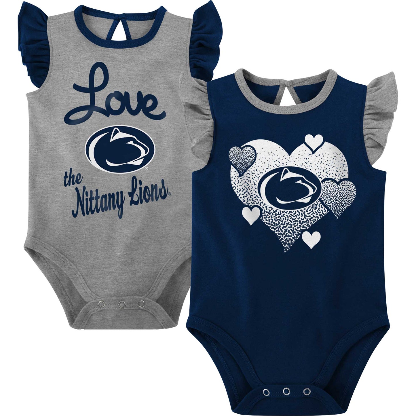 Girls Newborn & Infant Navy/Gray Penn State Nittany Lions Spread the Love 2-Pack Bodysuit Set