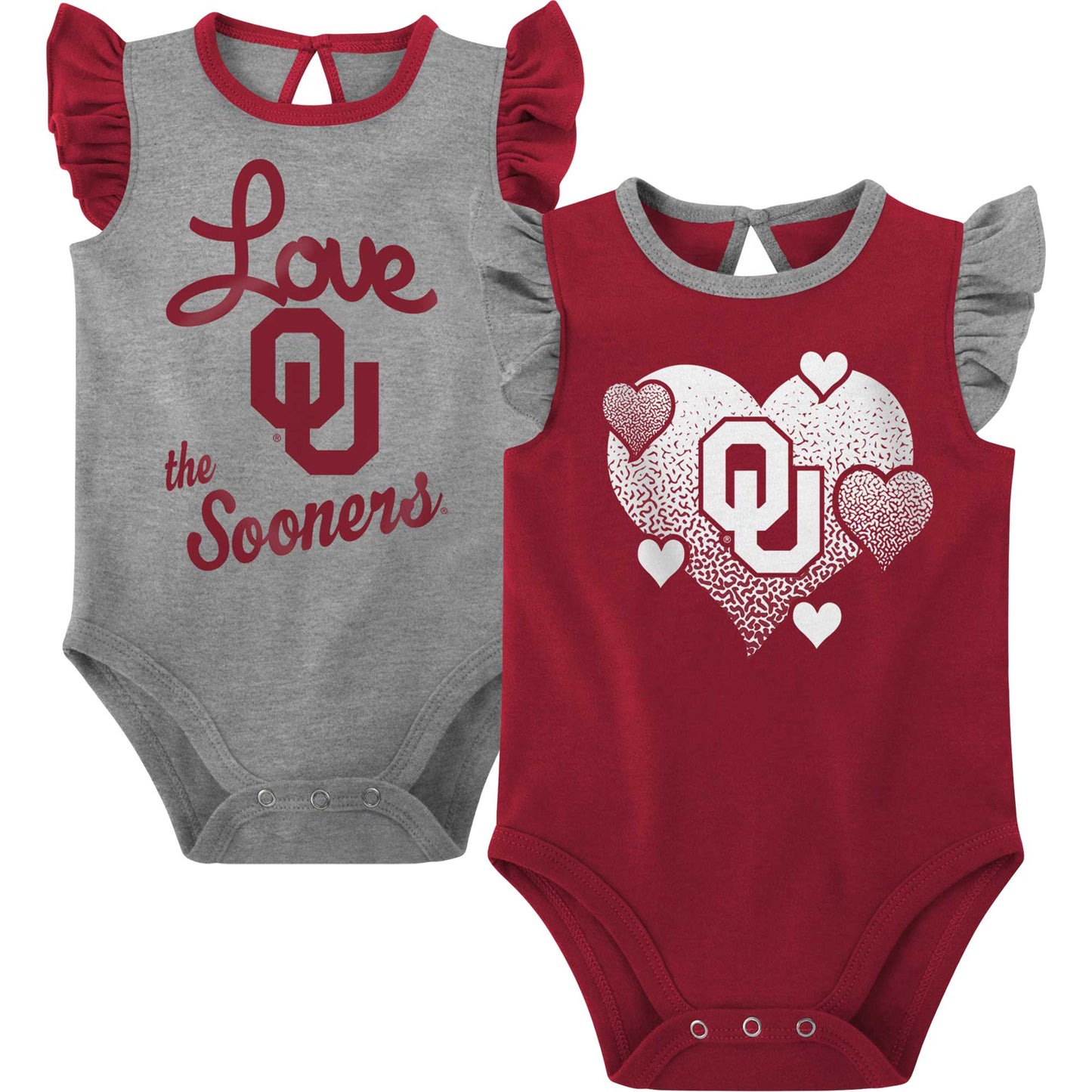 Girls Newborn & Infant Crimson/Gray Oklahoma Sooners Spread the Love 2-Pack Bodysuit Set