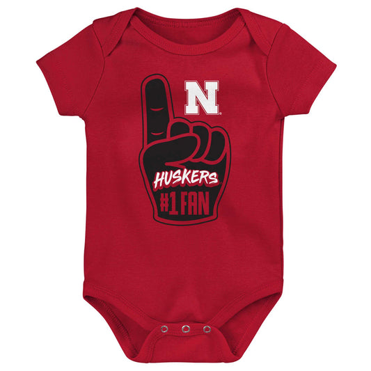 Newborn & Infant Scarlet Nebraska Huskers #1 Fan Foam Finger Bodysuit